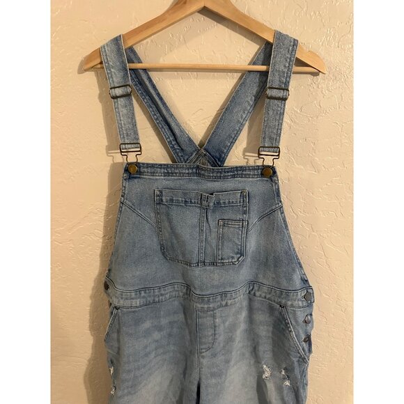 Lane Bryant Plus Sized Boyfriend Cotton Short Denim Overalls - Picture 8 of 12